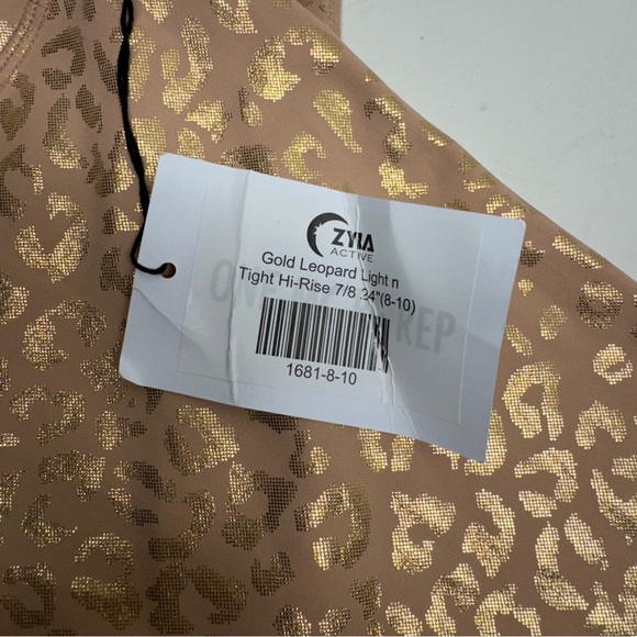 NWT Zyia Active Gold Leopard Light N Tight Hi-Rise 7/8 Legging Women’s Size 8-10 - Picture 5 of 10